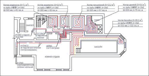 Схема 5. <DIV style='POSITION: absolute; TOP: -777px'>ламината </DIV>Укладка <DIV style='POSITION: absolute; TOP: -777px'>цементнопесчаной </DIV>отопительных <DIV style='POSITION: absolute; TOP: -777px'>горячего </DIV>контуров цокольного этажа